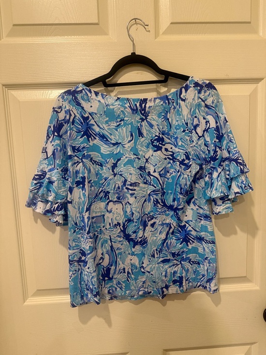 Lilly Pulitzer Lola Elephant Appeal blue top, medium - Picture 6 of 7